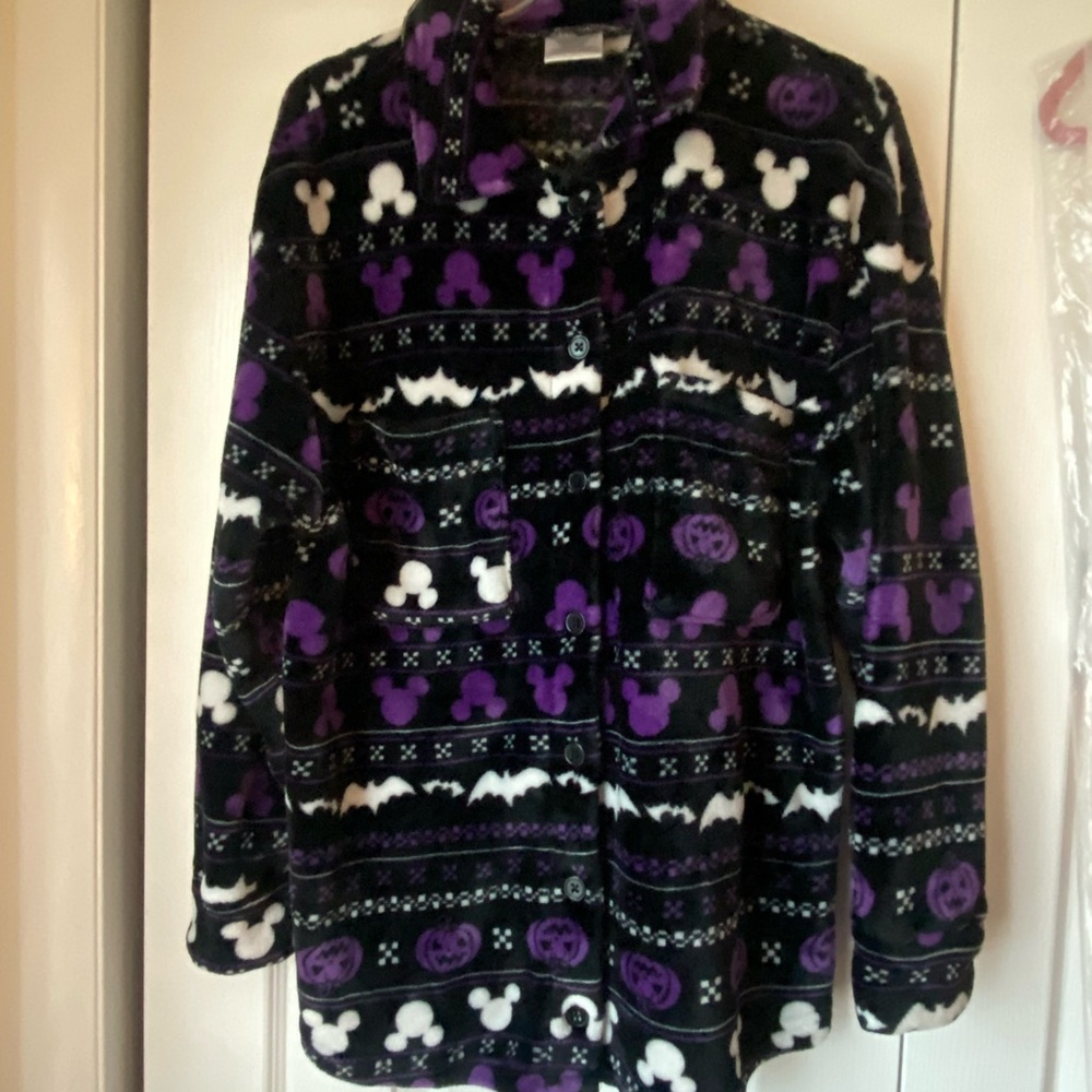 Disney Mickey Mouse Purple and Black Fleece Halloween Jacket - size large unisex
